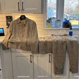 Giorgio Armani Tweed Three-Piece Suit in Beige and Cream